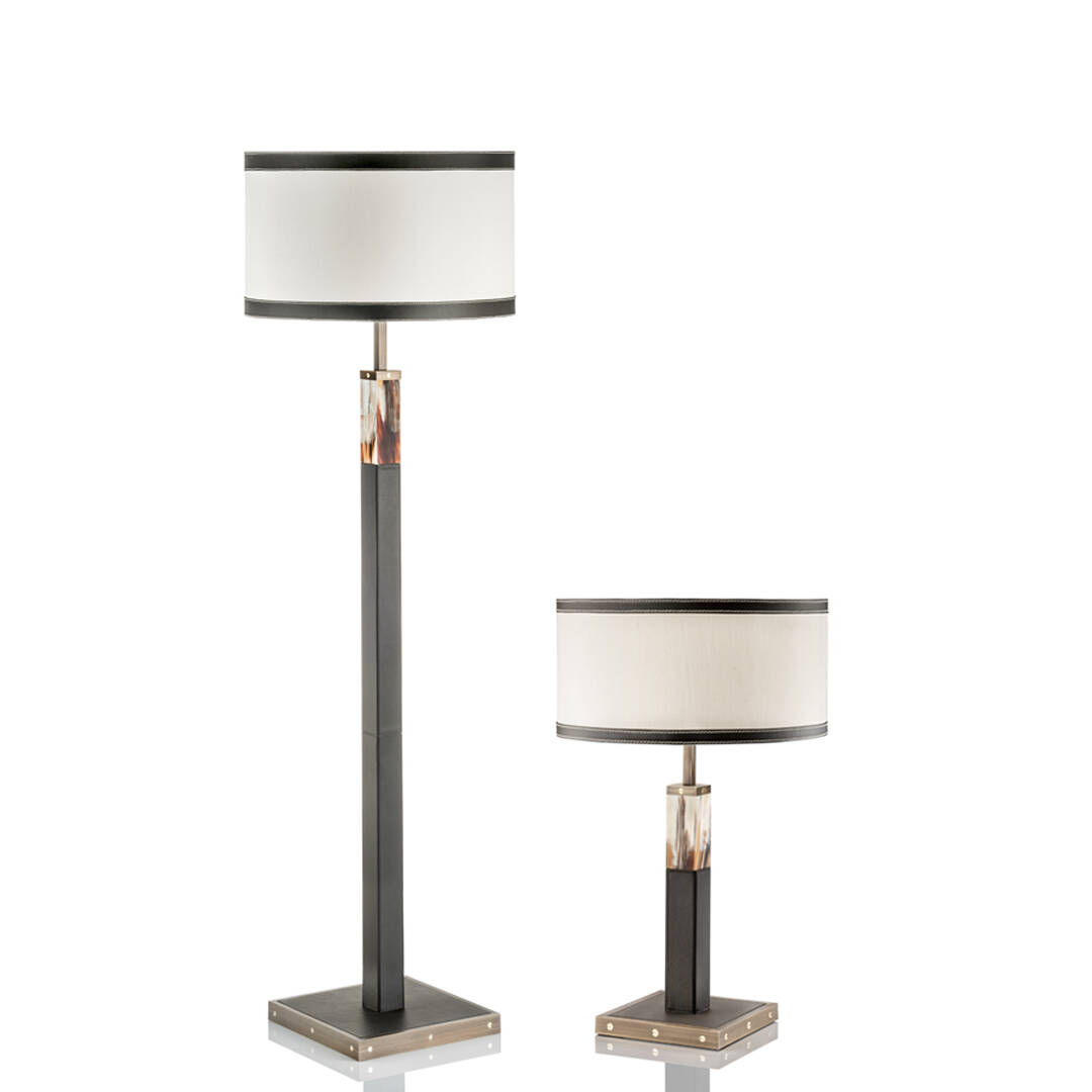Lamps - Alma table and floor lamps in horn and leather - Arcahorn