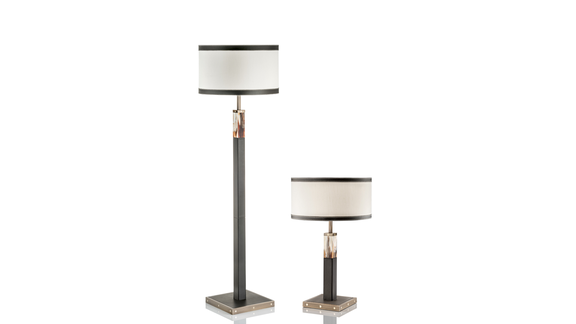 Lamps - Alma table and floor lamps in horn and leather - Arcahorn