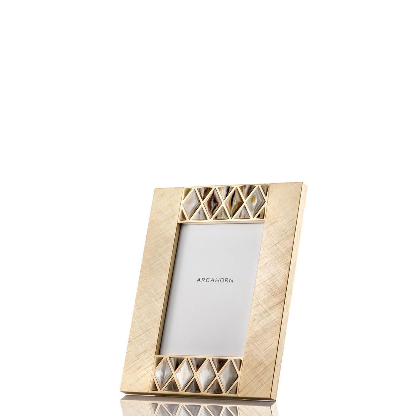 Picture frames and boxes - Dalila picture frame in horn and handengraved 24k gold plated brass mod. 4002 - Arcahorn