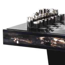 Gaming tables - Alfio chess table in horn and glossy black lacquered wood - detail - Arcahorn