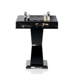 Gaming tables - Alfio chess table in horn and glossy black lacquered wood - e-commerce - Arcahorn