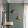 Lamps - Vesuvio suspension lamp in horn and satin brass - ambiance picture - Arcahorn