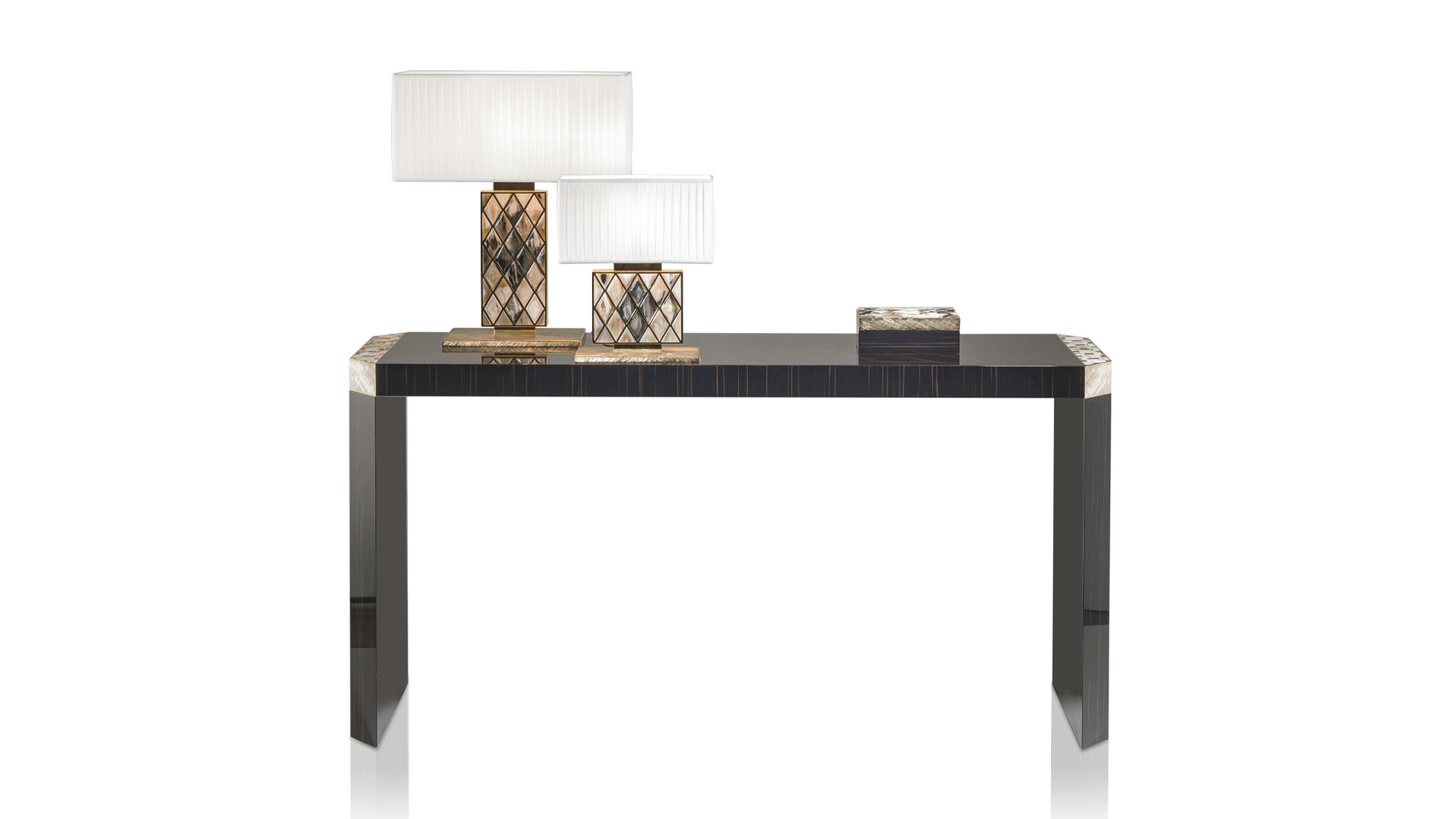 Tables and console tables - Ercolano console table in glossy ebony and horn - cover - Arcahorn