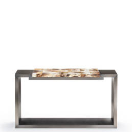 Tables and console tables - Essenziale console table in leather and matte horn - Arcahorn