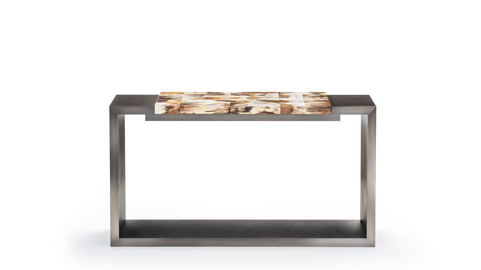 Tables and console tables - Essenziale console table in leather and matte horn - cover - Arcahorn
