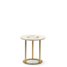Tables and console tables - Saturno side table in wood with ivory gloss finish and horn - Arcahorn