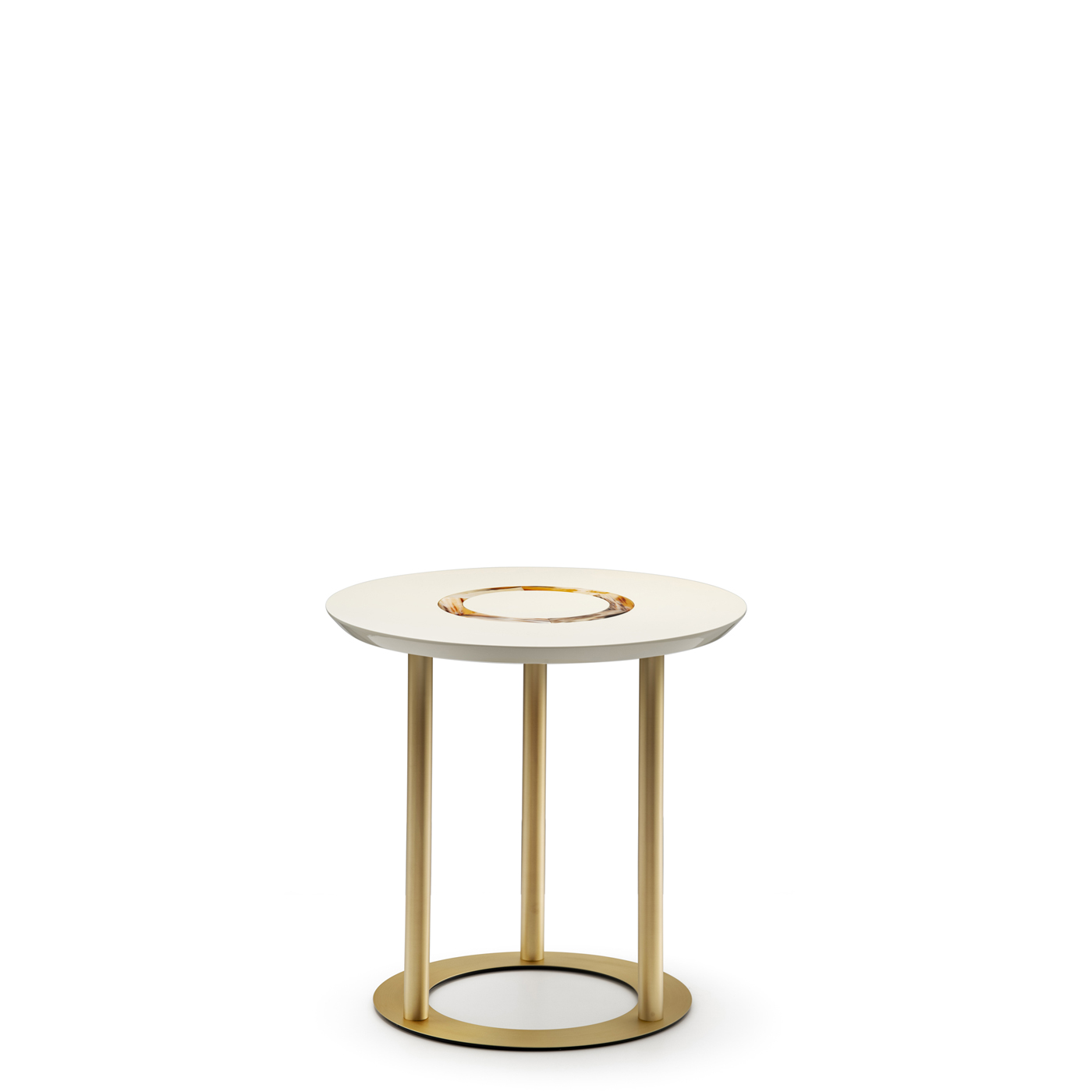 Tables and console tables - Saturno side table in wood with ivory gloss finish and horn - Arcahorn