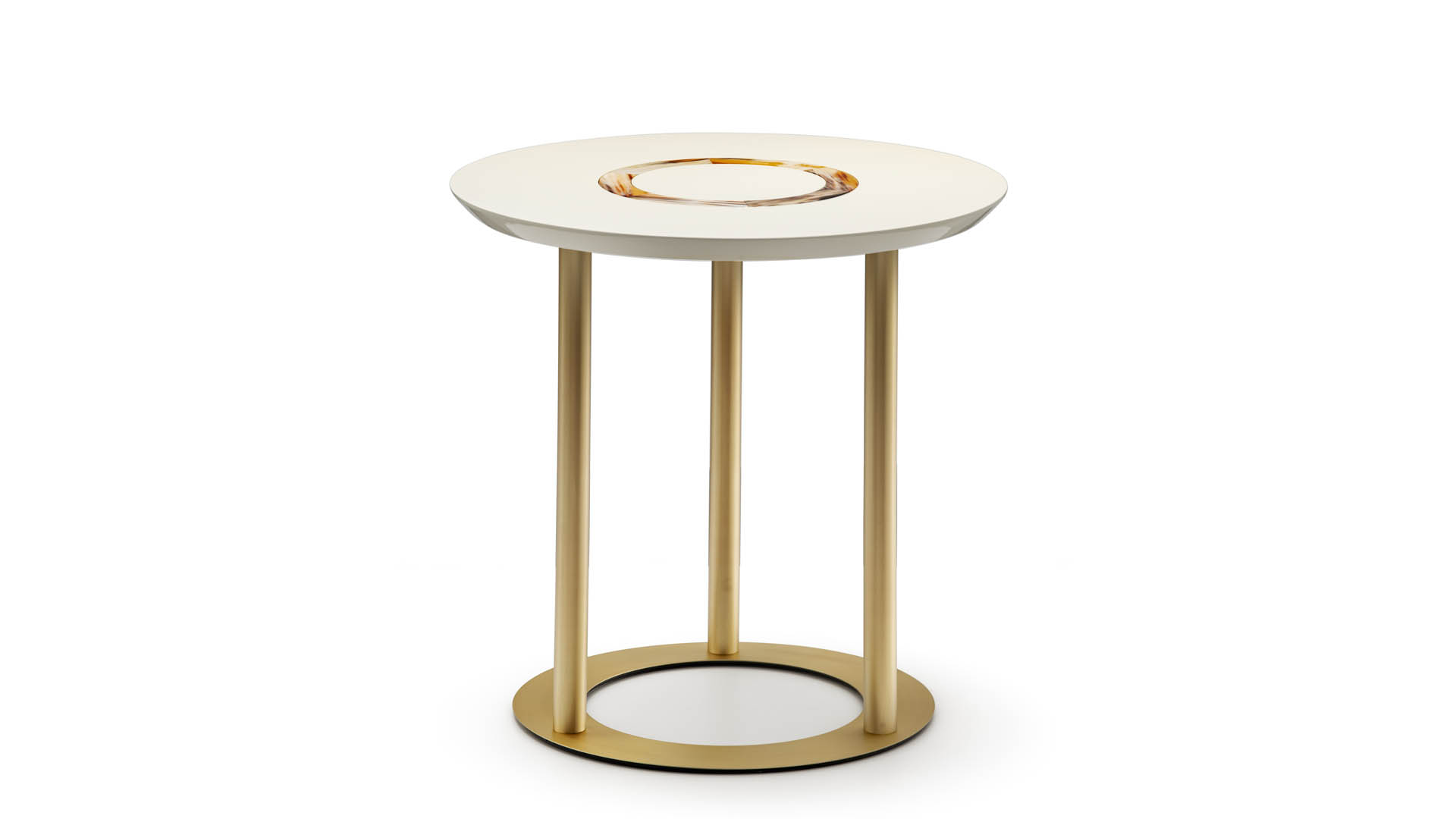Tables and console tables - Saturno side table in wood with ivory gloss finish and horn - still life - Arcahorn