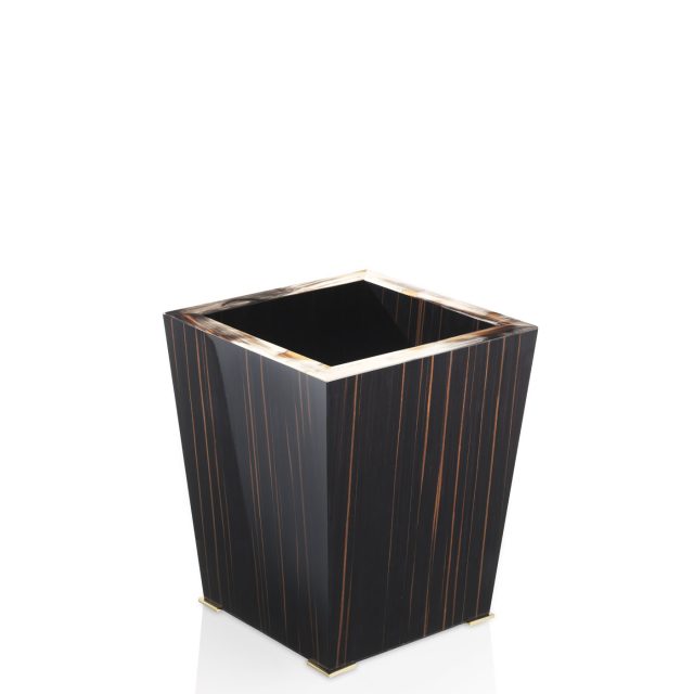 Bath sets - Fedro waste paper basket in horn and glossy ebony - Arcahorn