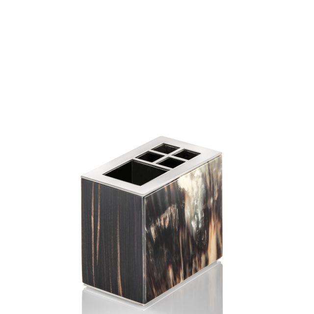 Bath sets - Iris toothbrush holder in horn and glossy ebony 4773 - Arcahorn