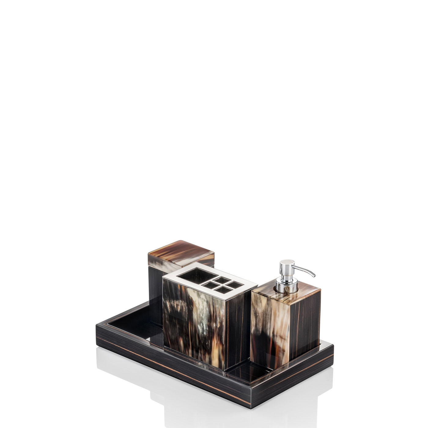 Bath sets - Iris bath set in horn and glossy ebony - Arcahorn