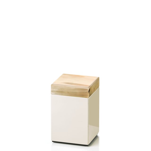 Bath sets - Iris container in horn and glossy ivory lacquered wood 1776 - Arcahorn