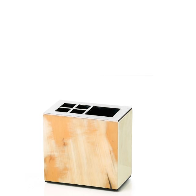 Bath sets - Iris toothbrush holder in horn and glossy ivory lacquered wood 1777 - Arcahorn