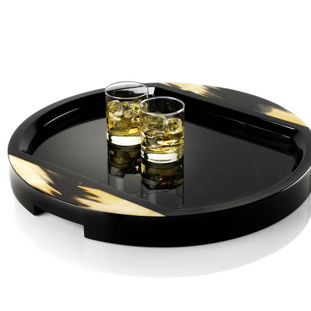 Tableware - Gillo tray in horn and glossy black lacquered wood - cover - Arcahorn