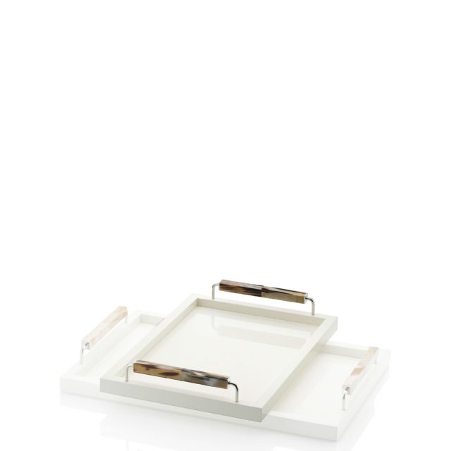 Tableware - Isacco tray in horn and glossy ivory lacquered wood mod. 1793 - Arcahorn