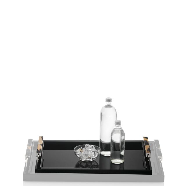 Tableware - Isacco tray in horn and glossy black lacquered wood mod. 1791 - Arcahorn