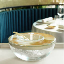 Tableware - Malossol caviar bowl in horn and crystal - ambiance picture - Arcahorn