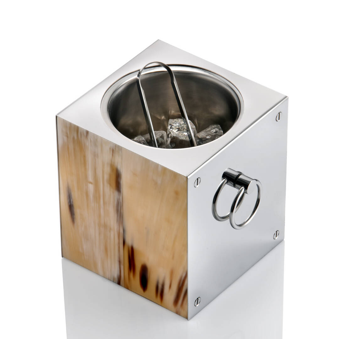 Tableware - Polar ice bucket in horn and stainless steel - cover - Arcahorn