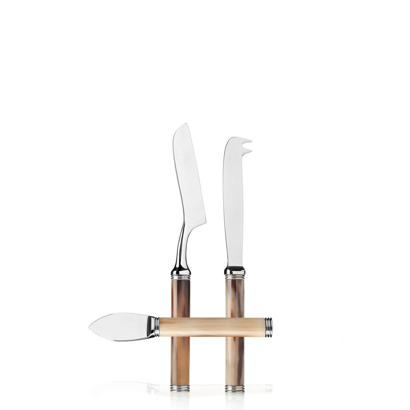 Tableware - Pule set of cheese knives in horn and stainless steel - Arcahorn