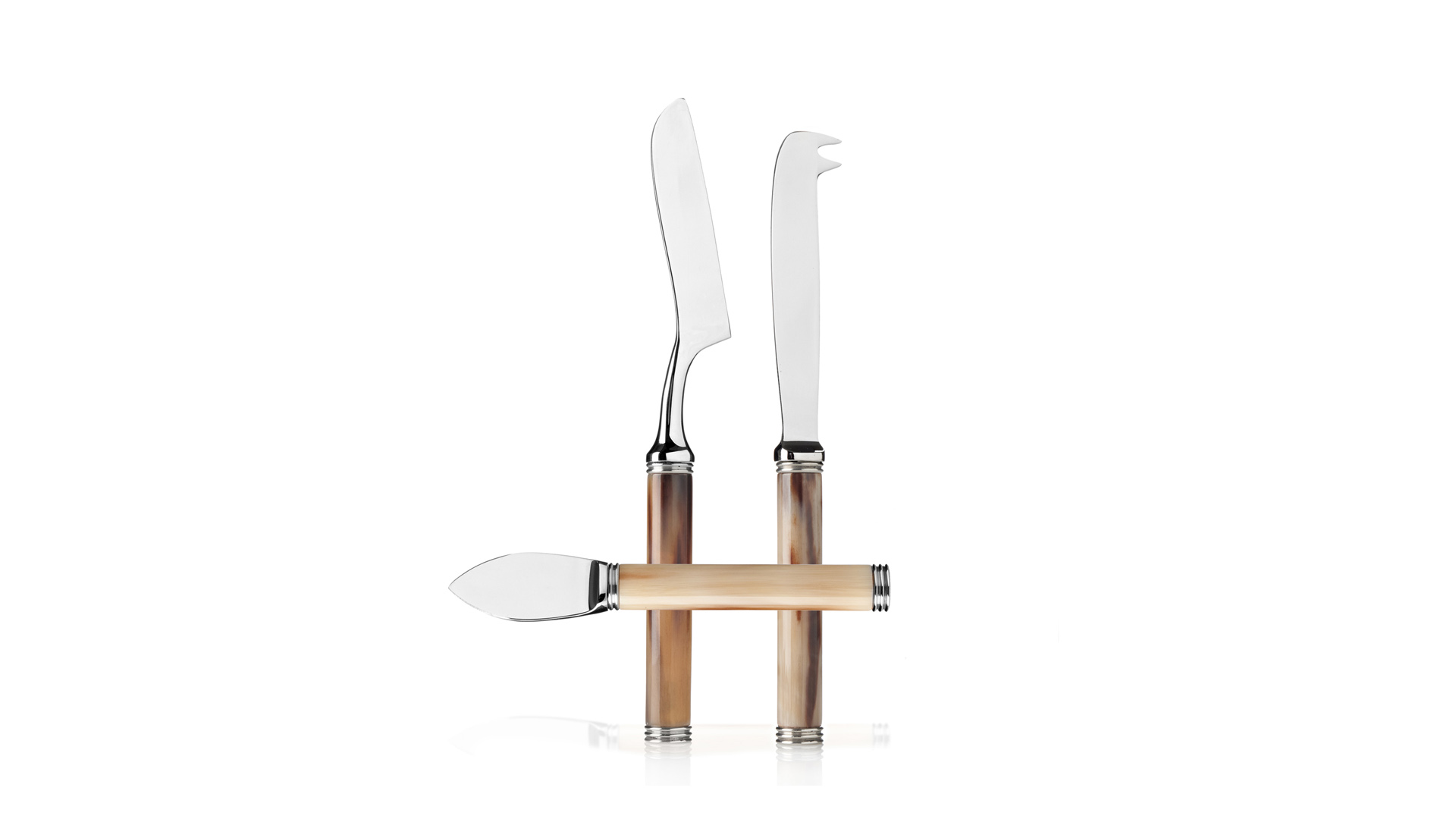 Tableware - Pule set of cheese knives in horn and stainless steel - cover - Arcahorn