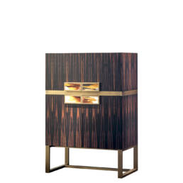 Cabinets and bookcases - Cosmopolitan bar cabinet in matte Makassar ebony veneer and brass - Arcahorn