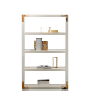 Cabinets and bookcases - Frida bookcase in glossy ivory lacquered wood - Arcahorn