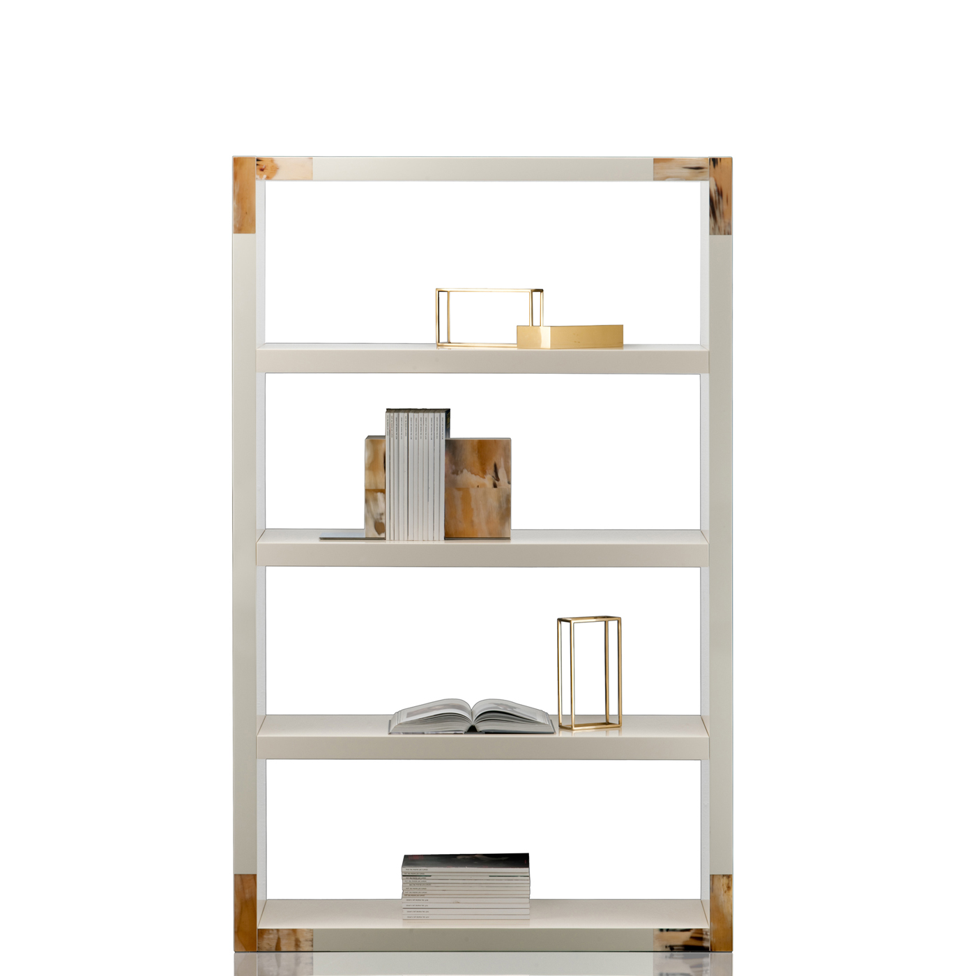 Cabinets and bookcases - Frida bookcase in glossy ivory lacquered wood - Arcahorn