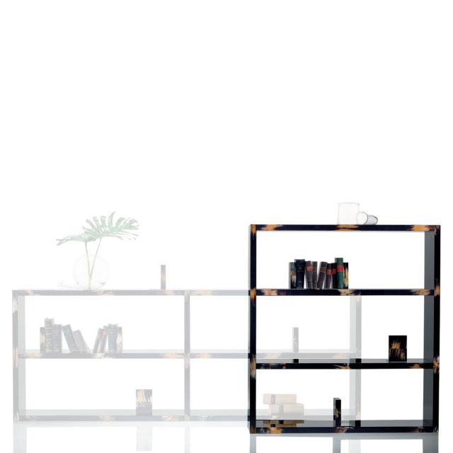 Cabinets and bookcases - Frida bookcase in horn and glossy black lacquered wood 1412 - Arcahorn