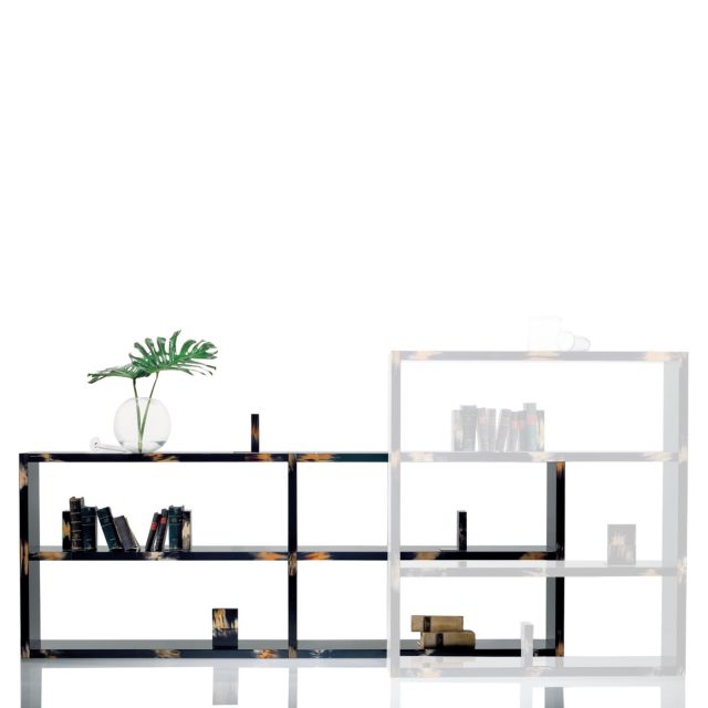Cabinets and bookcases - Frida bookcase in horn and glossy black lacquered wood 1413 - Arcahorn