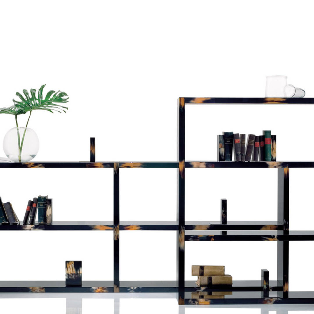Cabinets and bookcases - Frida bookcases in horn and black lacquered wood - Arcahorn