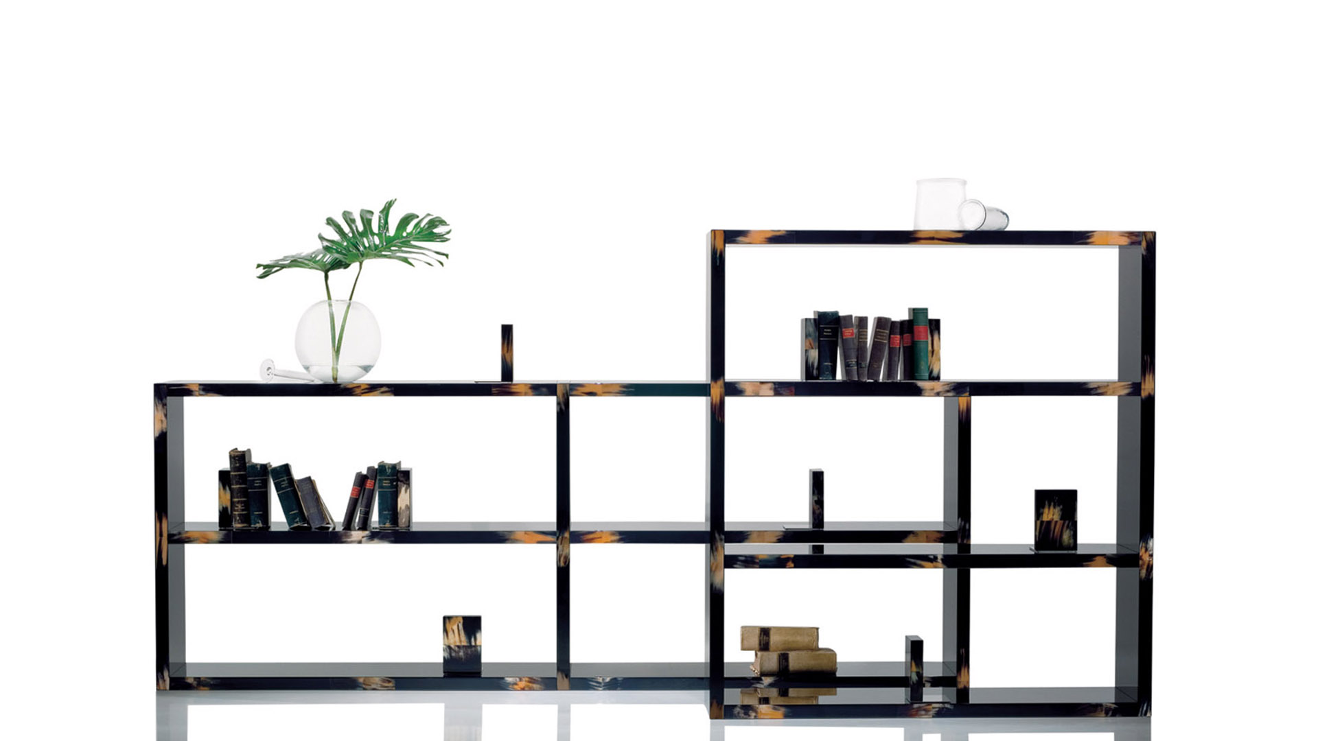 Cabinets and bookcases - Frida bookcases in horn and black lacquered wood - Arcahorn