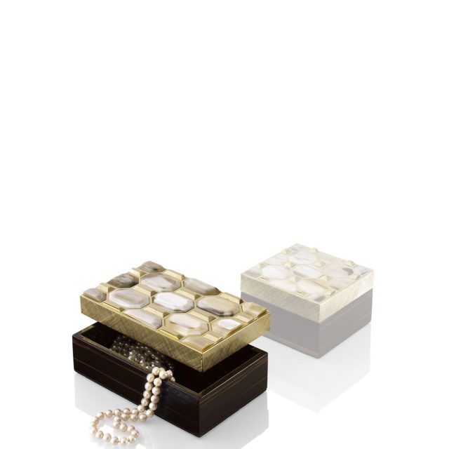 Picture frames and boxes - Isa box in horn and handengraved 24k gold plated brass 1694 - Arcahorn