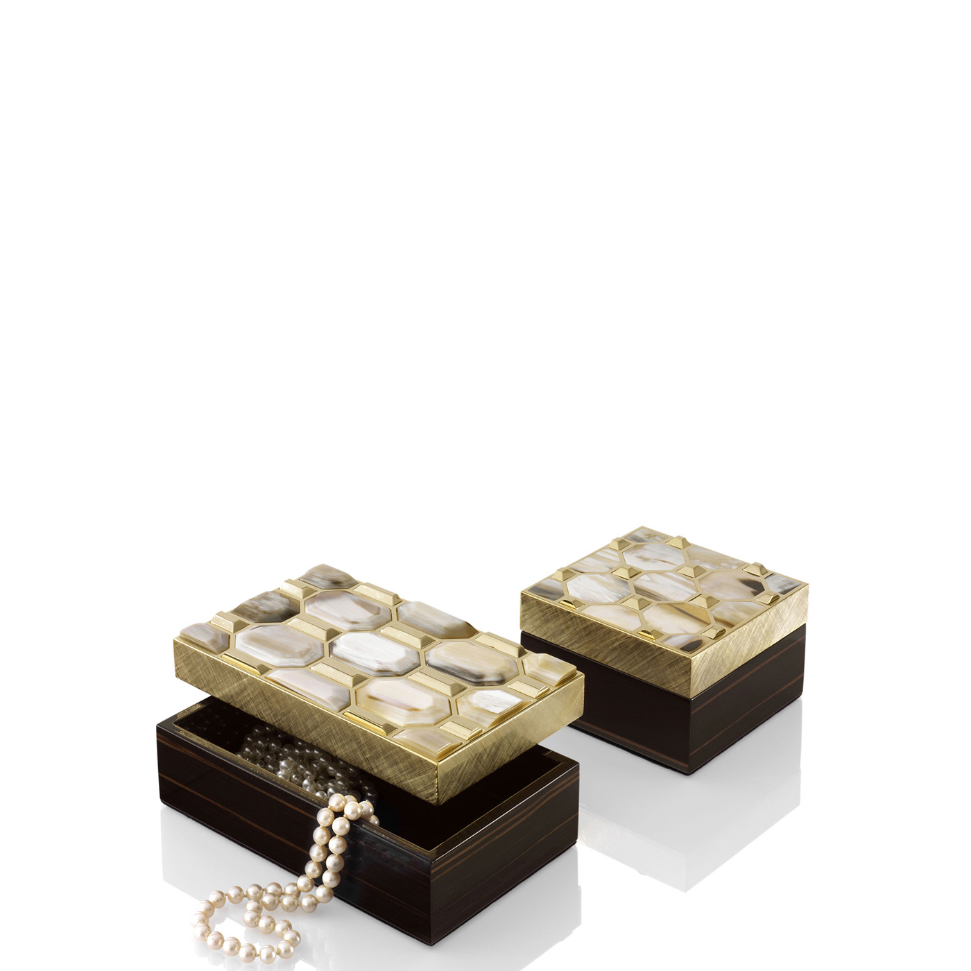 Picture frames and boxes - Isa boxes in horn and handengraved 24k gold plated brass - Arcahorn