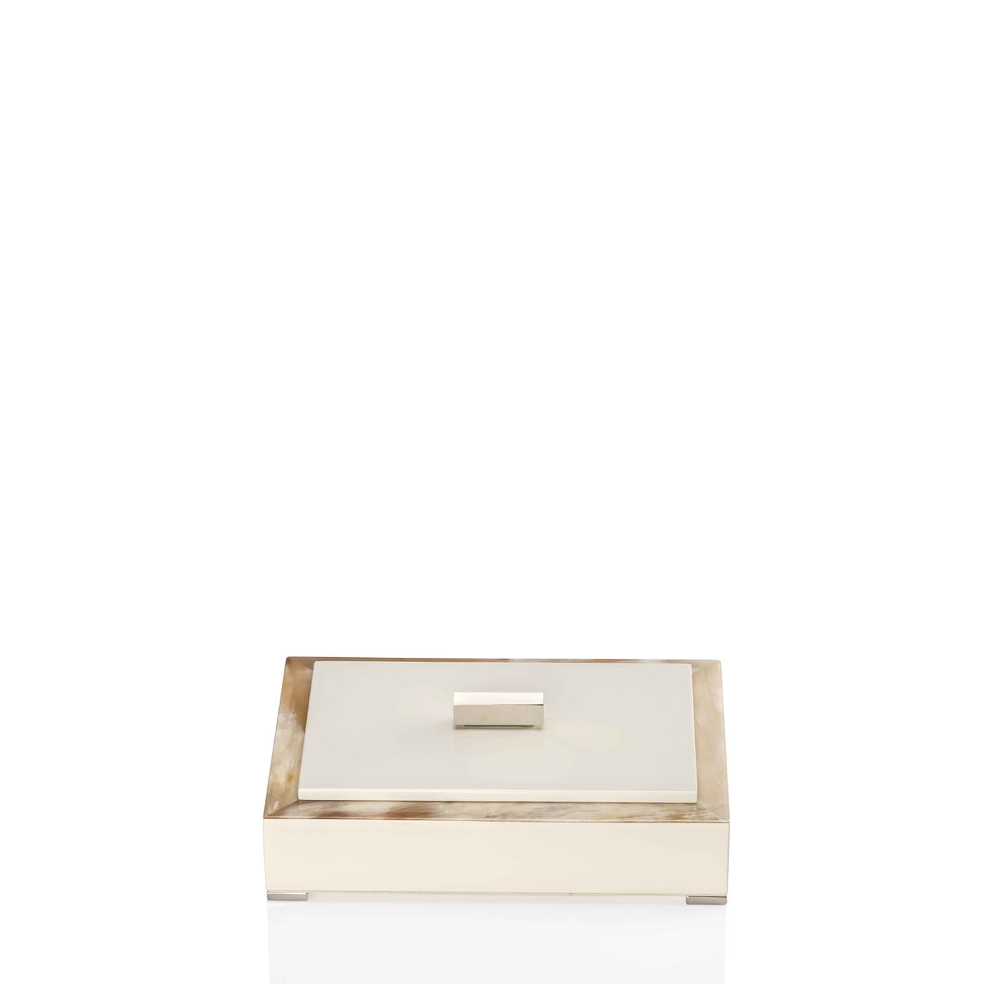 Picture frames and boxes - Selene box in horn and glossy ivory lacquered wood 5310C - Arcahorn