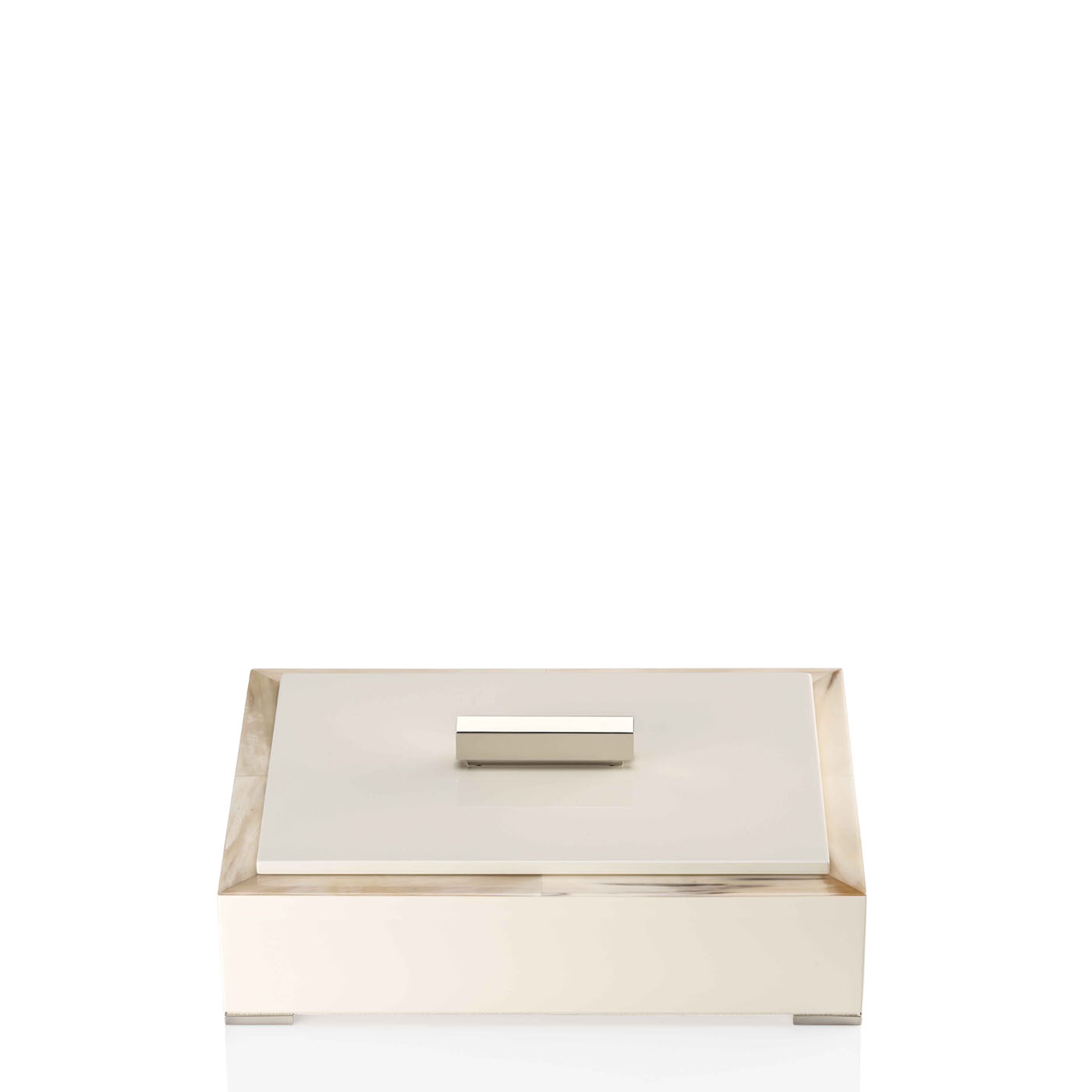 Picture frames and boxes - Selene box in horn and glossy ivory lacquered wood 5311C - Arcahorn