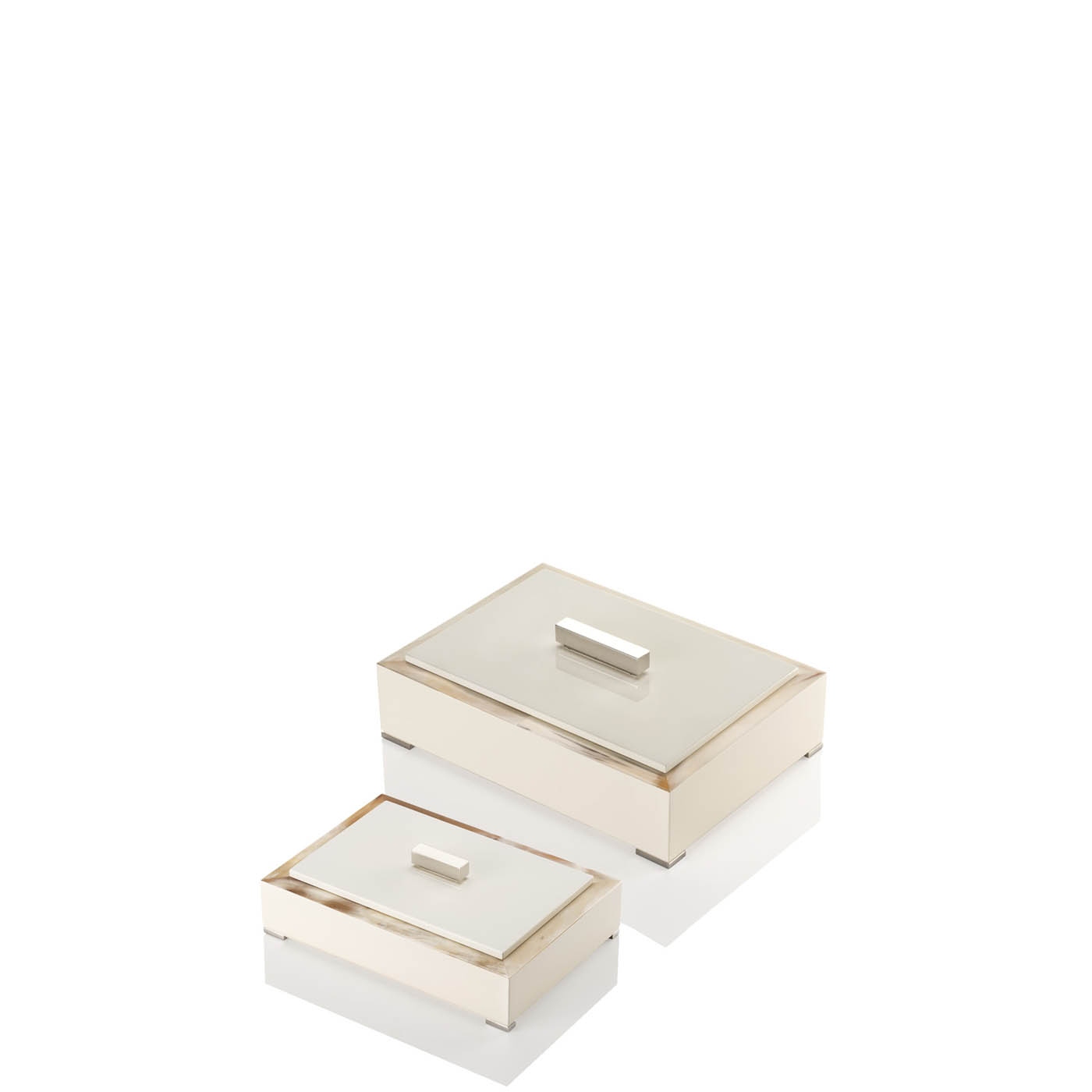 Picture frames and boxes - Selene boxes in horn and glossy ivory lacquered wood - Arcahorn
