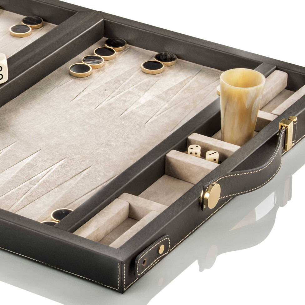 Gaming tables - Lepanto backgammon in leahter and horn - detail - Arcahorn