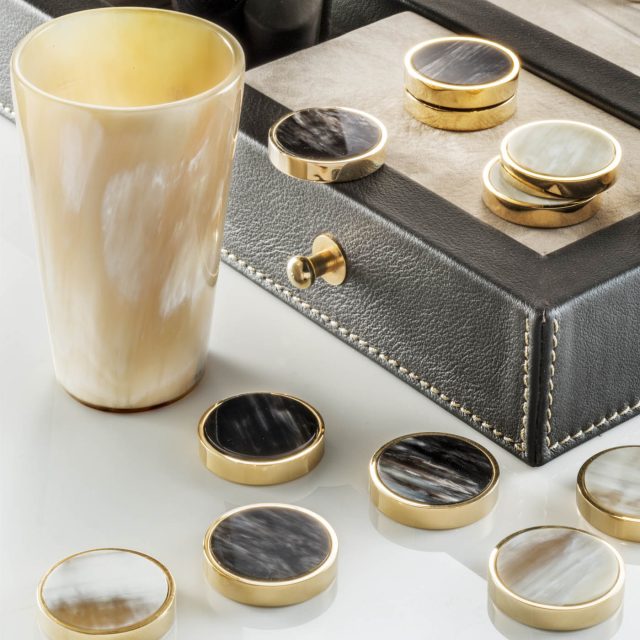 Giochi - Lepanto backgammon in pelle e corno - quadrata - Arcahorn