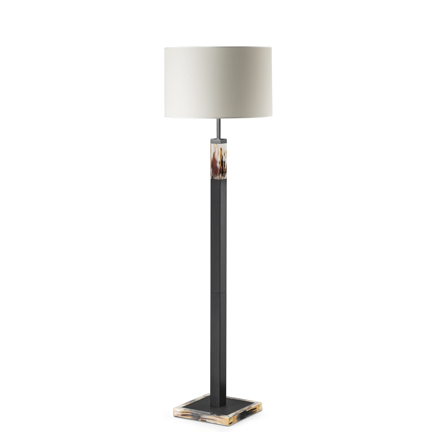 Lamps - Alma floor lamp in black leather and horn - Arcahorn