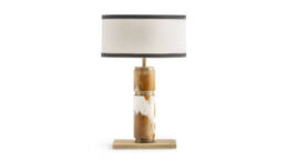 Lamps - Babel table lamp in satin brass and horn - cover - Arcahorn