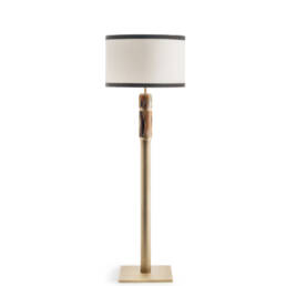 Lamps - Babel floor lamp in satin brass and horn - Arcahorn