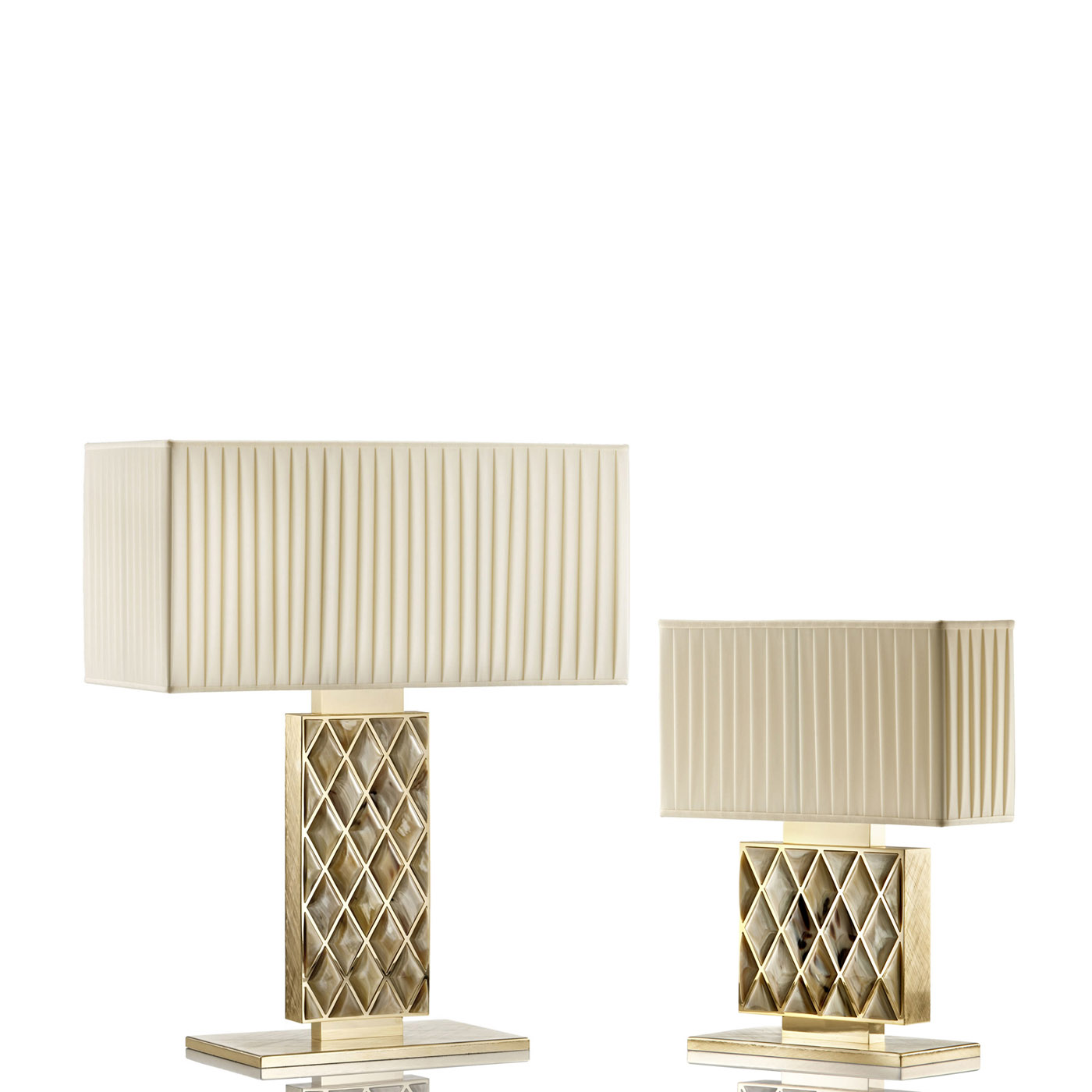 Lamps - Saba table lamps in hand engraved 24K gold plated brass. and horn - Arcahorn