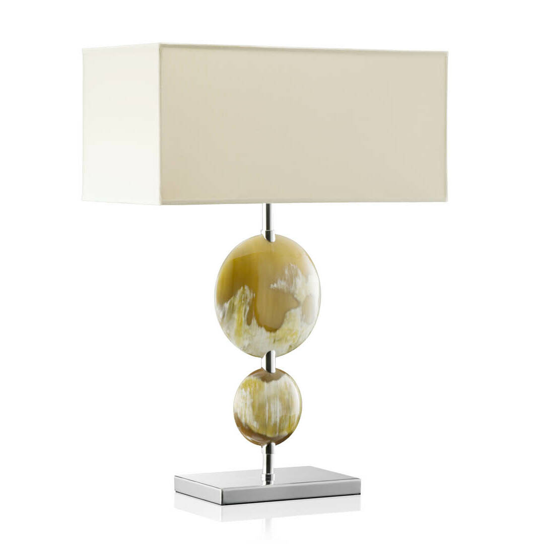 Lamps - Vittoria table lamp with horn discs and stainless steel - cover - Arcahorn