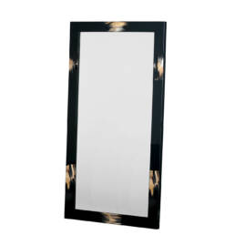 Wall mirrors - Erasmo rectangular wall mirror in glossy black lacquered wood and horn - Arcahorn