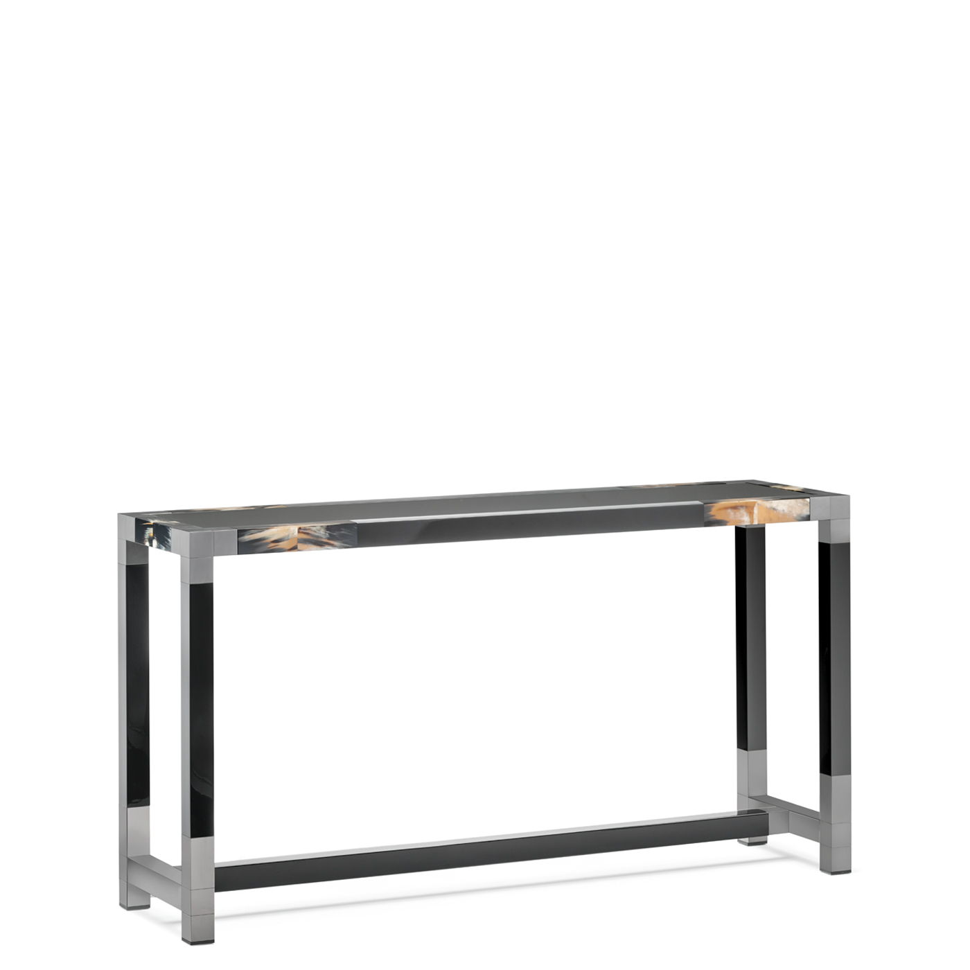 Tables and console tables - Alcamo console table in lacquered wood, horn and gunmetal brass – side view - Arcahorn