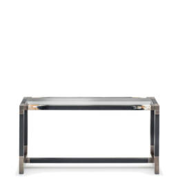Tables and console tables - Alcamo console table in black leather, horn and burnished brass - Arcahorn