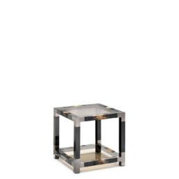 Tables and console tables – Alcamo side table in glossy black lacquered wood and gunmetal brass - Arcahorn
