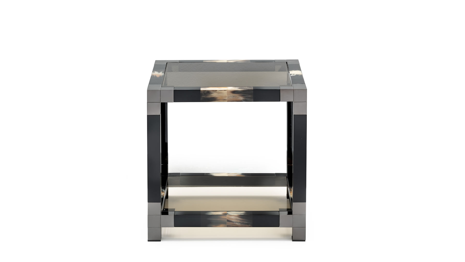Tables and console tables - Alcamo side table in glossy black lacquered wood and horn - cover - Arcahorn