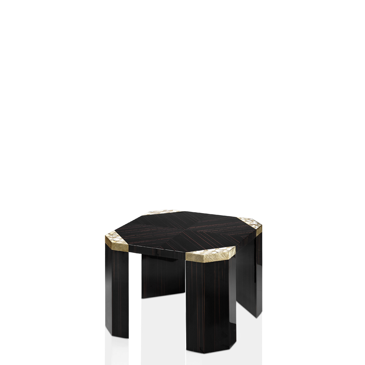 Tables and console tables - Ercolano side table in glossy ebony and horn - Arcahorn