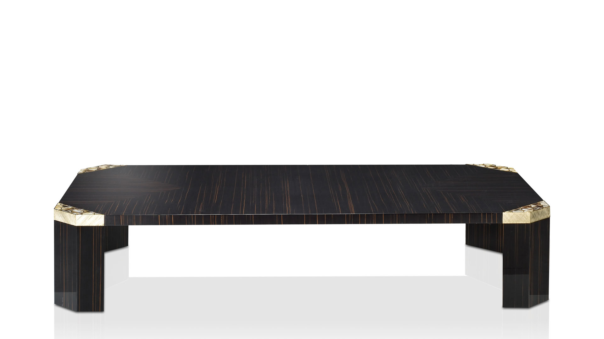Tables and console tables - Ercolano coffee table in glossy ebony and horn - cover - Arcahorn